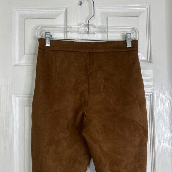 ZARA Faux Suede Pants Brown Size Small Trousers Minimalist Capsule Professional - Picture 5 of 5